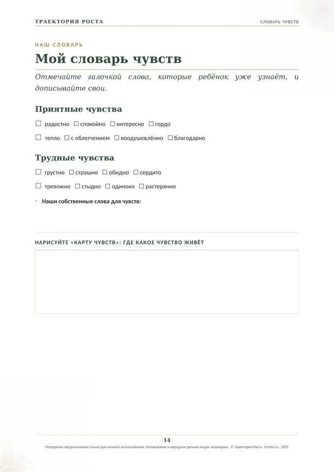 Мой словарь чувств и карта эмоций